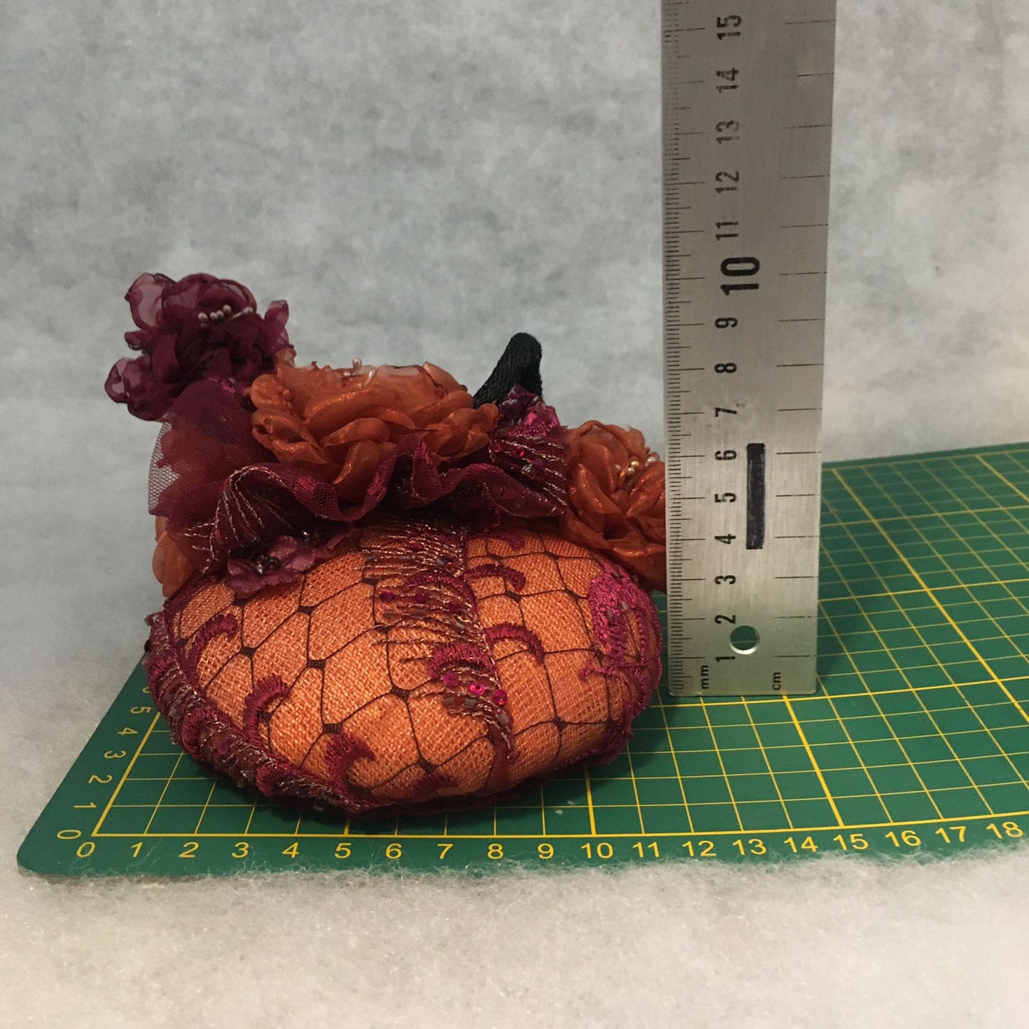 Amelia: Mini Dome Cocktail Dome Fascinator Accented with Handmade Organza Lined Florals