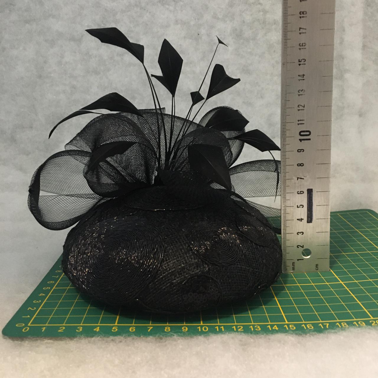 Blakely: Blake Dome Cocktail Fascinator Trimmed with Feather Spray and Crin Bows