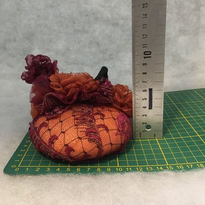 Amelia: Mini Dome Cocktail Dome Fascinator Accented with Handmade Organza Lined Florals